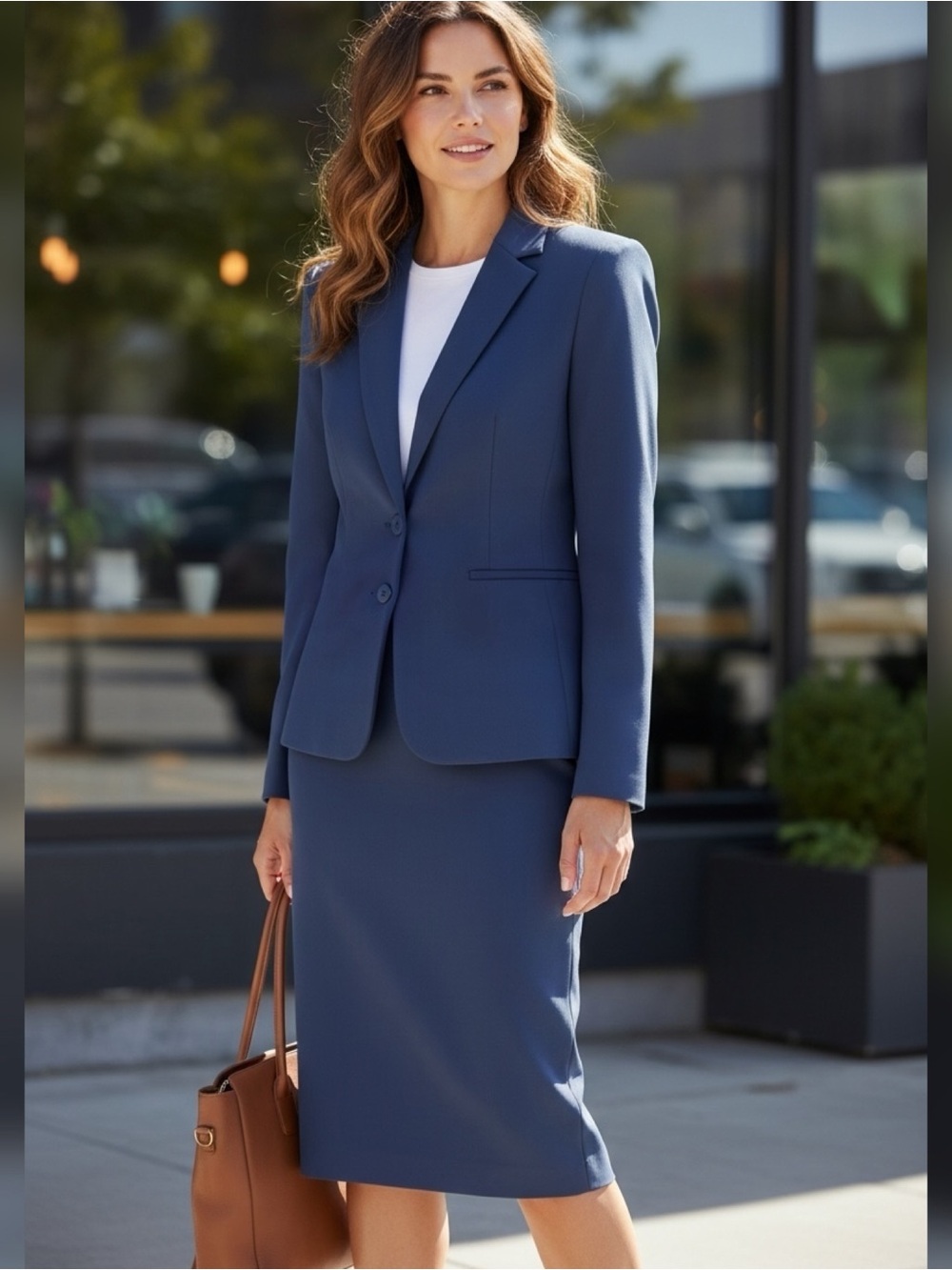 Liz Baker Classic Navy Women's 12 Blazer Jacket Skirt Suit - Two Piece Set